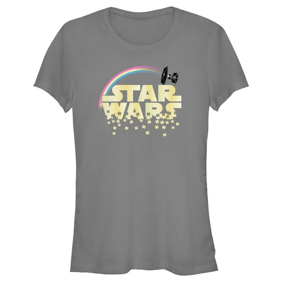 Junior's Star Wars St. Patrick's Day Classic Clover Logo Graphic Tee Charcoal Medium