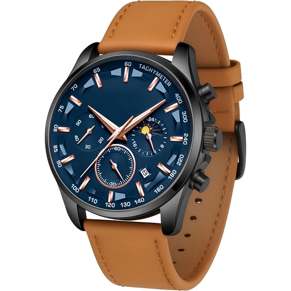 Watches for Men Chronograph Analog Luminous Quartz Watch Blue Black Luxury  Mens Watches Business   Wristwatch Elegant  for Him