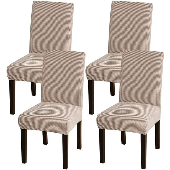 4 Pack Chair Covers for Dining Room, Stretch Chair Protector Slipcovers, Khaki