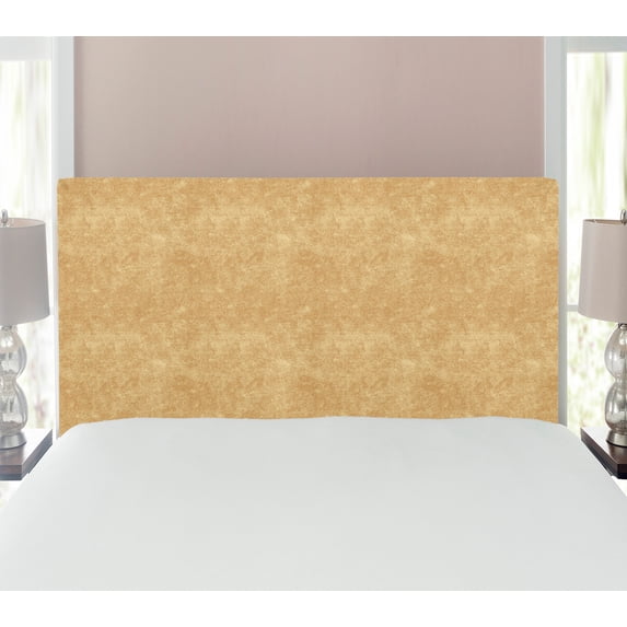 Faux Suede Headboard, Digitally Printed Grunge Texture, Upholstered Decorative Metal Bed Headboard with Memory Foam for Dorm and Bedroom Accent Furniture, Pale Earth Yellow, Twin, by Ambesonne