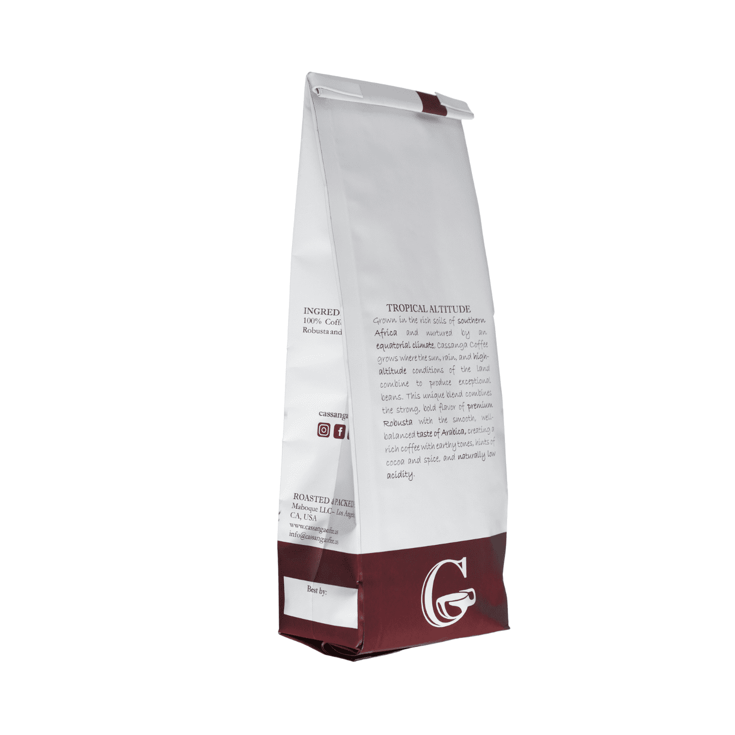 Cassanga Coffee — Natural Dark Roast, Whole Bean Coffee 12 oz (340 g)