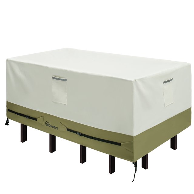 Muyoka Cubierta para muebles de patio Juego de muebles de patio rectangulares Cubiertas impermeables Juego de mesa para exteriores con correa de hebilla ajustable y 4 rejillas de ventilación Tela Oxfo Muyoka Hogar
