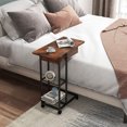 thumbnail image 3 of Gymax 2PCS C-Shaped End Side Sofa Table Nightstand Flip-Up Top w/ Charging Station & Wheels, 3 of 9