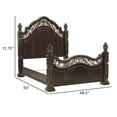 thumbnail image 3 of Lumi Queen Bed- Classical Metal Scrollwork- Dark Cherry Brown and Gold, 3 of 6