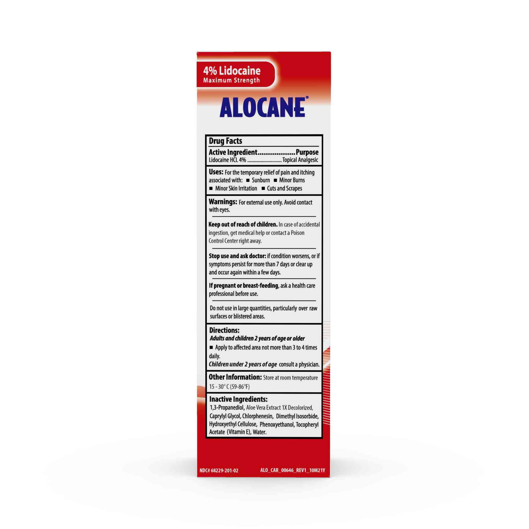  Alocane Plus Topical Anesthetic Emergency Burn Gel Maximum  Strength 4% Lidocaine, Commercial Grade, for Restaurants, Manufacturing,  Other Heat Related Work Environments, Commercial Use Only, 2 Ounce : Health  & Household