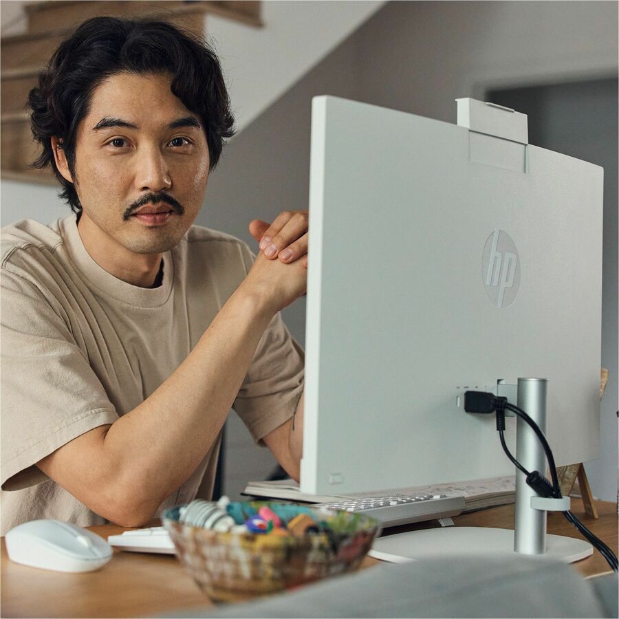 HP 24-cr0000a 24-cr0190 All-in-One Computer, AMD Ryzen 7 7730U, 16 GB, 512 GB SSD, 23.8" Full HD Touchscreen, Desktop, Shell White