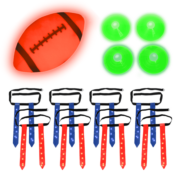 LED Flag Football, Light-Up Outdoor Sports Game, for All Ages, by MinnARK