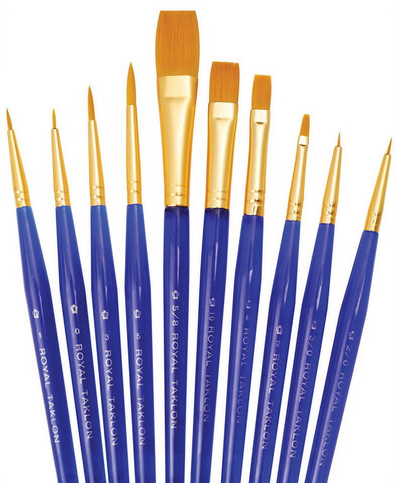 Royal Brush Super Value Brush Set, Golden Taklon, Ultra-Short Handle