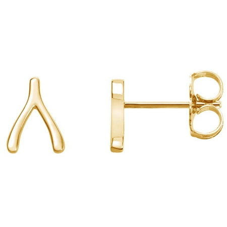 AFFY 14K Yellow Gold Plated 925 Sterling Silver Minimalist Danity Wishbone Stud Earrings