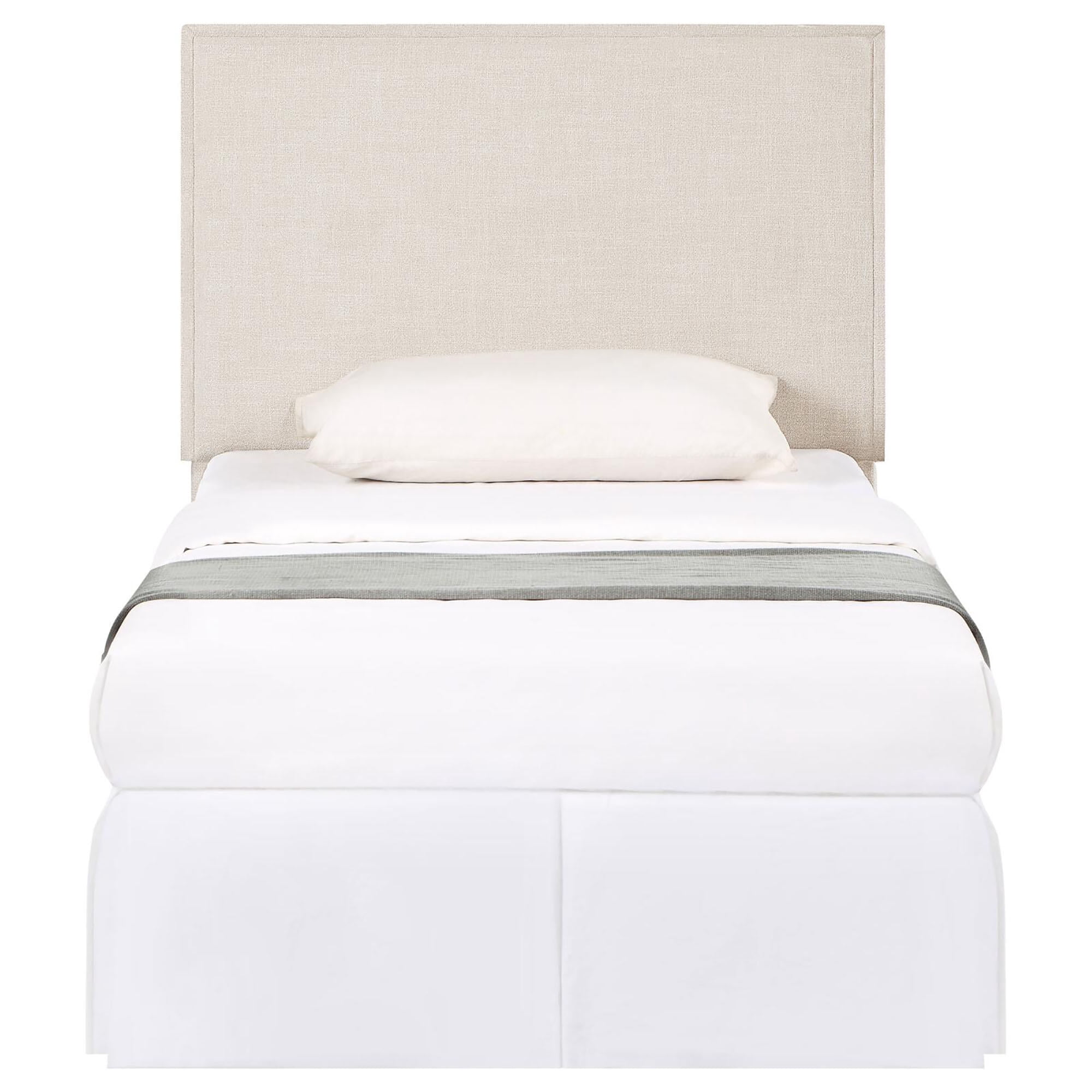 Sand Upholstered Headboard - 44" Twin Size Headboard with Flange Detail, Pine Frame