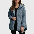 thumbnail image 2 of larppty Long Jackets for Women Fashion 2025 Winter Coat for Women Business Casual Diamond Quilted Hooded Lightweight Jackets (Blue, L), 2 of 5