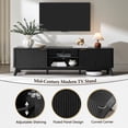 thumbnail image 5 of KeyWhat 70" Mid-Century Modern TV Stand for 75 Inches TV, Fluted Doors & Adjustable Shelves, 5 of 7