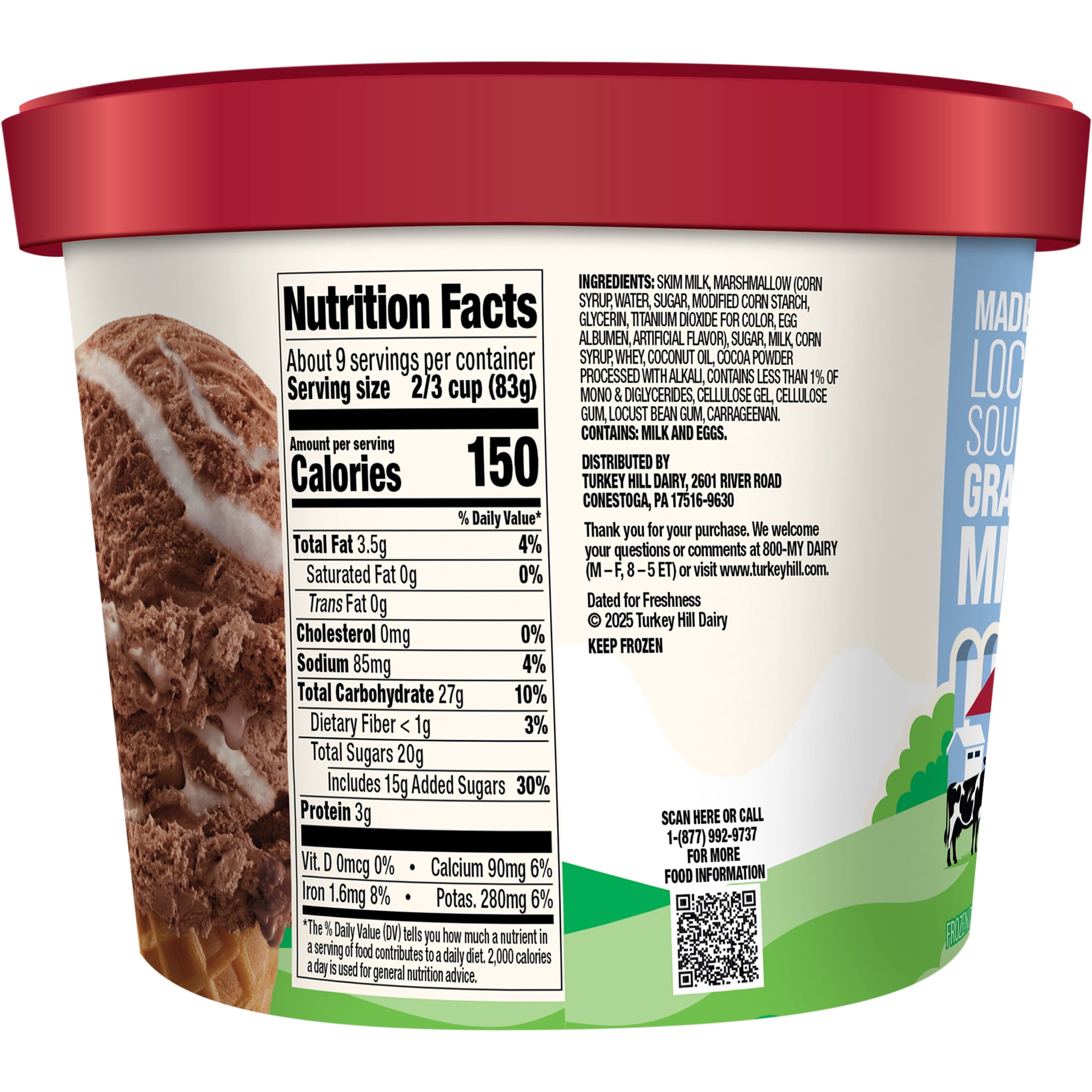 Turkey Hill Chocolate Marshmallow Premium Ice Cream, 46 fl oz