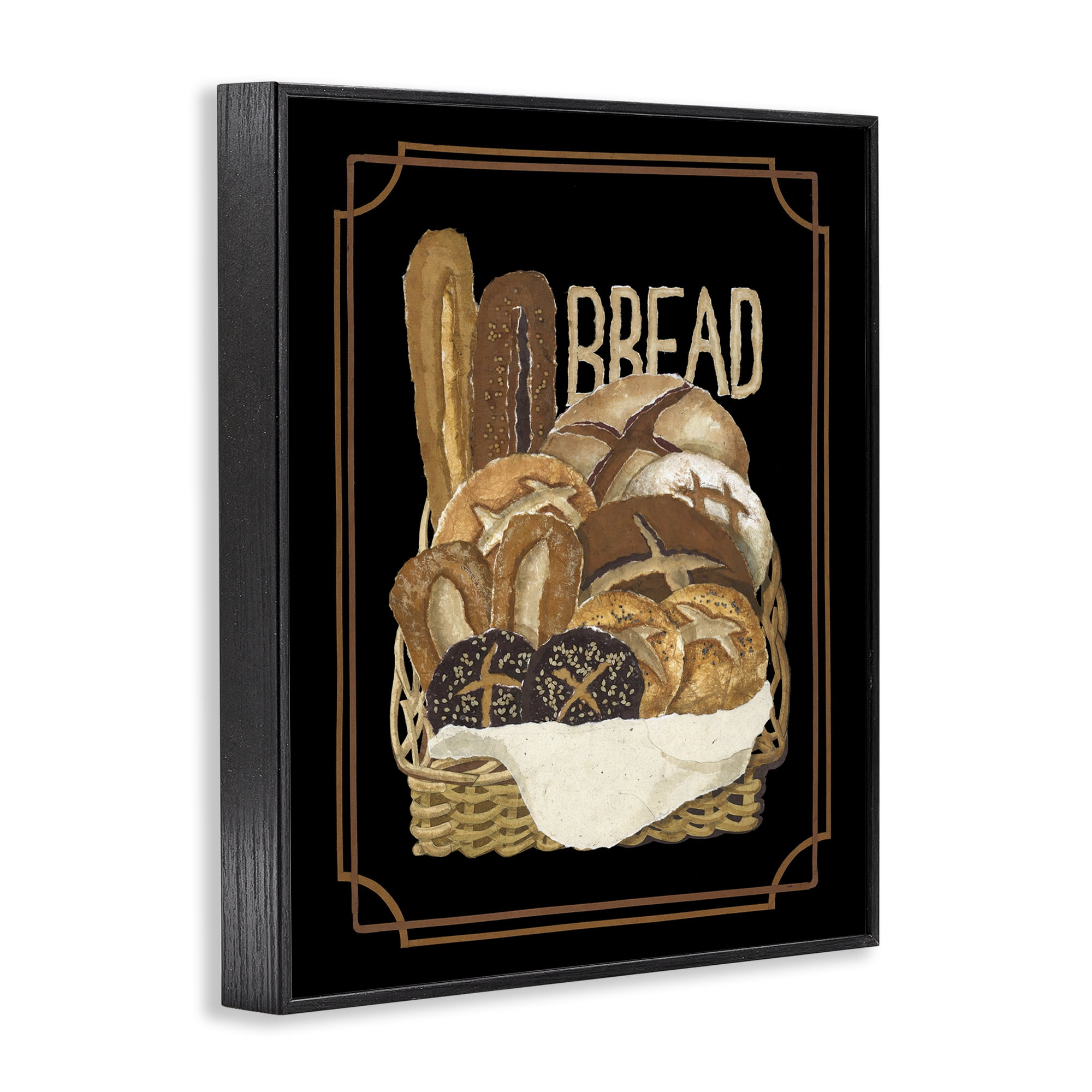 Stupell Industries Traditional Bread Basket Food & Beverage Painting Black Framed Art Print Wall Art, 11 x 14