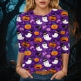 thumbnail image 2 of Godom Funny Halloween T Shirts for Women Graphic Tees Cute Ghost Print Tee Holiday Tops, 2 of 4