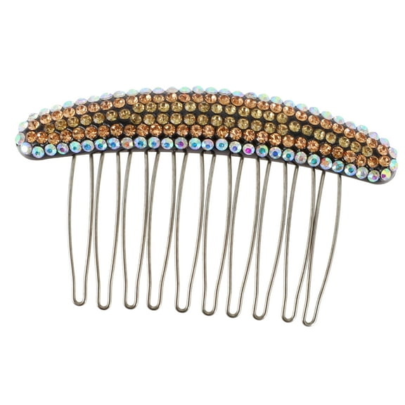 1 Pc Women Anti-Static Hair Insert Comb for Straight Wavy Curly Hair Champagne Acrylic Rhinestone