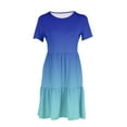 thumbnail image 6 of DecSea Women 2025 Casual Summer Dresses Spring Gardient Crew Neck Short Sleeve Knee Length Beach Dress with Pockets, 6 of 6