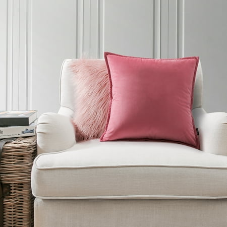 Fun Luxury Set (Set of 2 PHANTOSCOPE Throw pillow covers Best Combos Decorative Pink Fur & Pink Velvet Luxury Throw Pillow Covers 18 x 18 inch 45 x 45)