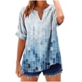 thumbnail image 2 of GaThRRgYP Women's Summer Short Sleeve Tops Chic,Women's V-neck Non Positioning Printed Summer Button Short Sleeved Loose and Fashionable T-shirt Top Navy L, 2 of 5