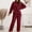 Wine, variant on ZZwxWA Womens Long Sleeve Pajama Set 2 Piece Sherpa Fleece Pullover Shirt and Pants Outfit Warm Loungewear Cozy Sleepwear