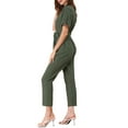 thumbnail image 4 of DARING DIVA Women's Button Up Tie Waist Jumpsuit with Pockets S Green, 4 of 6