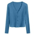 thumbnail image 4 of Duoif Cardigan Sweaters for Women, Women's Cardigans Knit Long Sleeve V Neck Button down Lightweight Ladies Fashion 2025 Summer Casual Open Front Cardigan Womens Sweaters Blue, 4 of 6