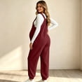 thumbnail image 6 of Women's Maternity Corduroy Sleeveless Overalls Fall Adjustable Strap Cuffed Ankle Fashion Casual Pregnancy Jumpsuit S-XXL, 6 of 7
