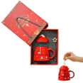 thumbnail image 2 of MOPOOR Christmas Tree Ceramic Mug Mug Large Capacity with Lid Spoon Sustenance Gift,Festive Ceramic Christmas Tree Mug - Easy to Clean-Christmas Coffee Cup - Adorned with Holiday Charm, 2 of 6