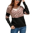 thumbnail image 1 of Suéter De Punto Con Cuello En V Estampado De Leopardo Manga Larga Suéter Casual De Moda Tops Para Mujer Negro L, 1 of 8