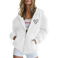thumbnail image 2 of White Zip Up Hoodie Womens Hoodie Oversized Sweatshirt Casual Hoodie Daily Wear Casual Women's Hoodies And Sweatshirts Zip Up Long Sleeve Pocket Drawstring Jacket For Daily Wear, 2 of 4