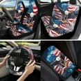 thumbnail image 2 of Jeiento Eagle Car Seat Cover Full Set, 13 Pcs US Flag Auto Interior Accessories Set with Steering Wheel Cover, Seatbelt Pads, Armrest Cushion, Coaster, Keychain, Universal Fit for SUV, Truck, 2 of 8