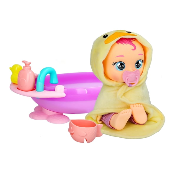 Cry Babies Newborn My First Bath Zoe - Juego interactivo de bañera para muñeca bebé con más de 20 sonidos de bebé, niñas y niños de 18 meses en adelante