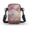 thumbnail image 2 of HELLHERO White Horse and Flowers Pattern Crossbody Small Bags Double-layer Polyester Adults 4.33x1.97x7.09 for Daily Commute or Casual Outings, 2 of 7