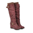 thumbnail image 5 of B91xZ Bottes d'Hiver pour Femmes Mode Talon Bas Fermeture Éclair Mi-Mollet Chaussures, Rouge 8, 5 of 5