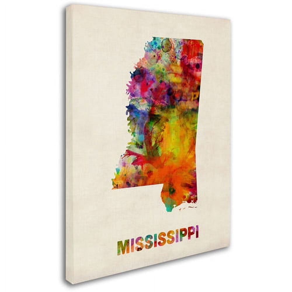 Trademark Fine Art "Mississippi Map" Canvas Wall Art by Michael Tompsett