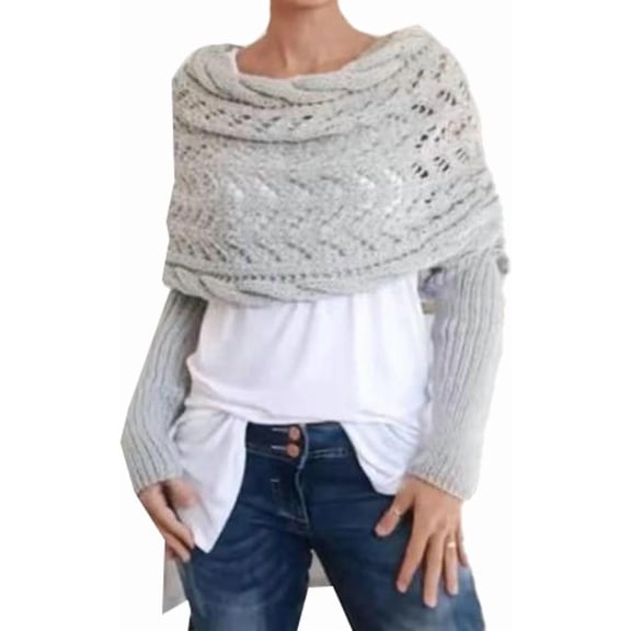 Zhengup Women's Knitted Sweater Shawl and Warp with Sleeves Scarves Knit Scarf