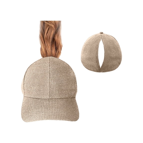 Fgnfyis Women's Adjustable Ponytail Baseball Cap for Running Tennis and Outdoor Activities Beige One Size