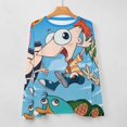 thumbnail image 5 of Phineas And Ferb Women’s Pajama Top 3D Digital Print Sleepwear Trendy Crewneck Pullovers Long Sleeve Shirts 3XL, 5 of 8