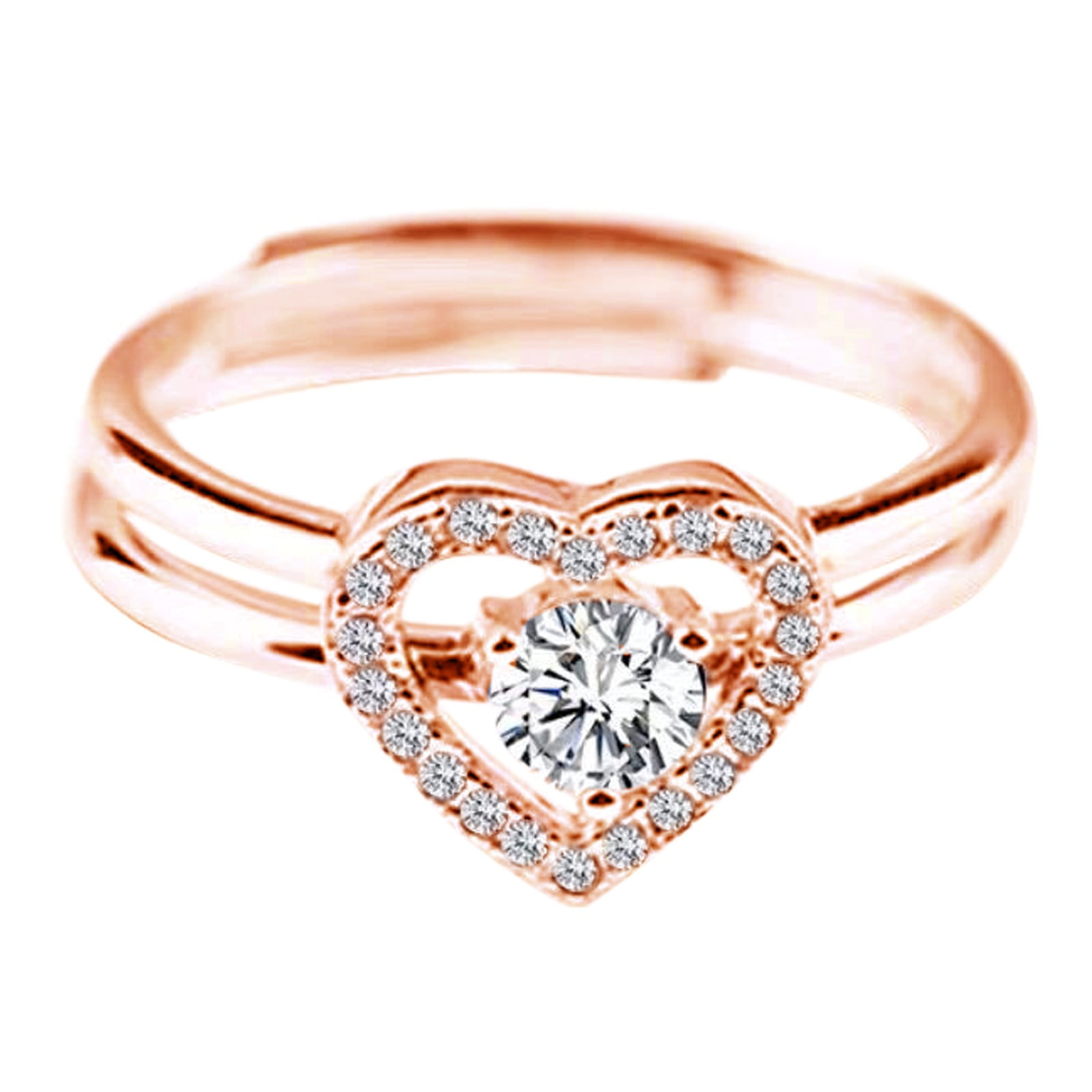 Fashion Women Rings Half Heart-shaped Double Rhinestone Heart Love Women  Wedding Ring Size 5 6 7 8 9 10 11 Ring Gift Janedream - Rings - AliExpress
