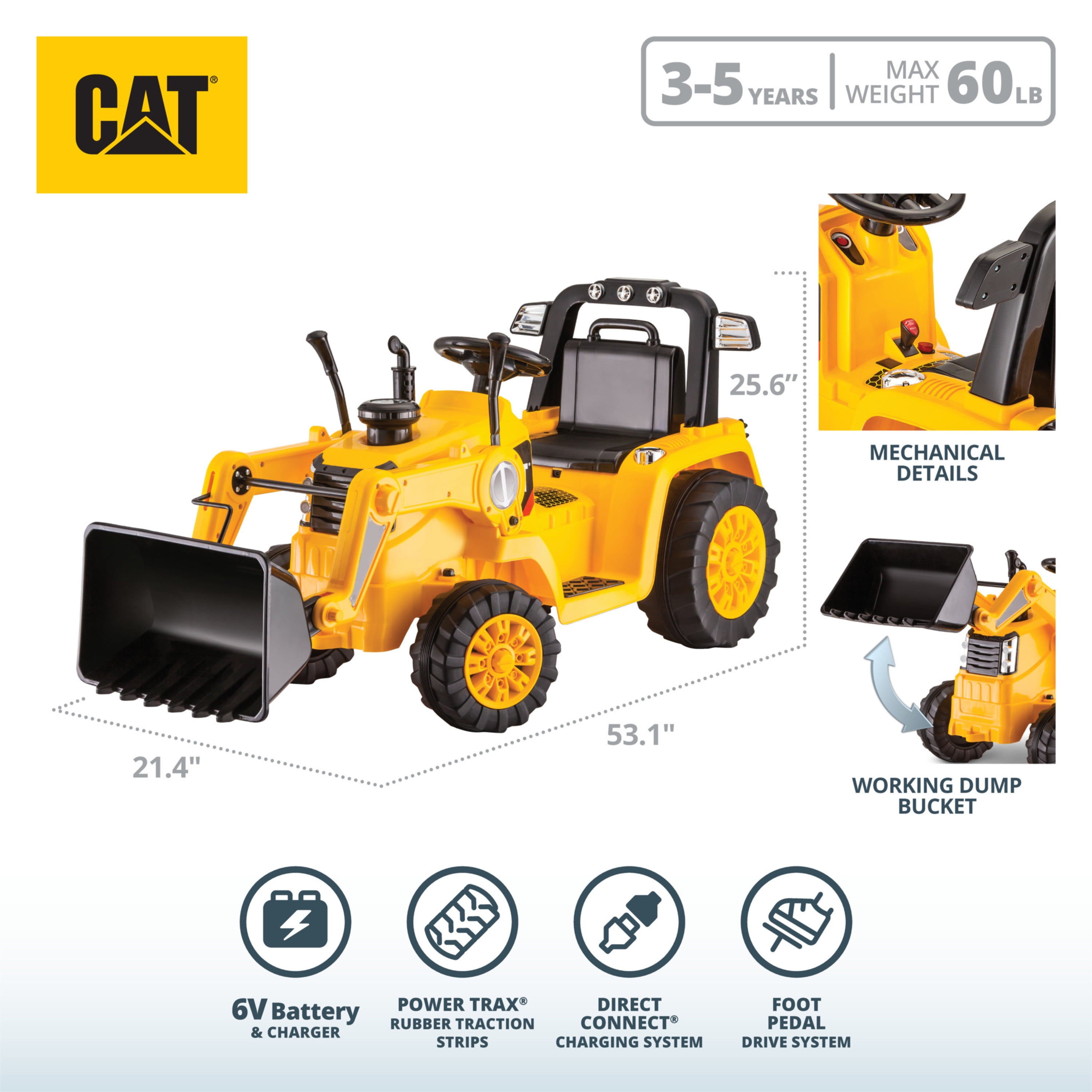 cat metal digger ride on toy