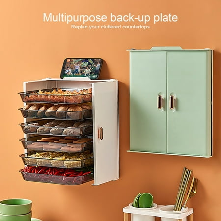 

LA TALUS Preparation Plate Wall-mounted Foldable Storing 6 Layers Vegetable Storage Tray Cooking Tool Daily Use Light Green One Size