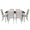 thumbnail image 2 of Powell Drew 7-Piece Farmhouse Acacia Dining Table with Chairs, White/Gray, 2 of 17