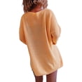 thumbnail image 3 of hirigin Women's V Neck Sweaters, Drop Shoulder Long Sleeve Solid Color Loose Knit Jumper Tops, 3 of 4