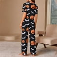 thumbnail image 6 of Womens Pajama Sets Cozy Nights Halloween Stylish Cardigan Print Short Sleeve Shirt Long Pants Comfortable Sleepwear Loungewear Nightwear Nightclothes Homewear, 6 of 7