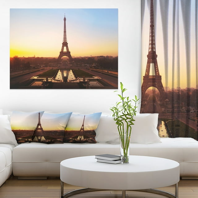 Silhouette Brune de Paris Tour Eiffel - Impression sur Toile Paysage Urbain