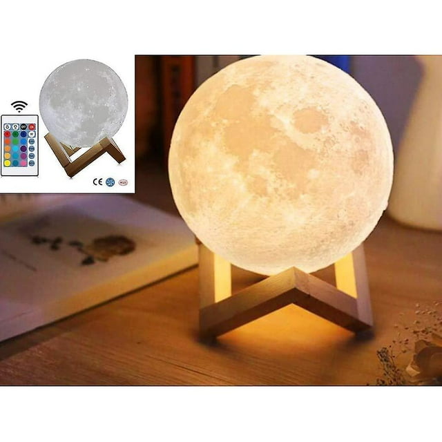 2024 Moon 3d Lamp Moon Lamp, 16 Colors 15 Cm / 5.9 "printed Moon Decorative Light, Remote Control Adjusta