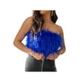 thumbnail image 2 of Txlixc Mujeres Sexy Strapless Crop Top Y2k Faux Fur Tube Top Fairy Mini Chaleco Fluffy Tight Bra Top Estética Clubwear ( Txlixc Estilo de ocio, 2 of 9
