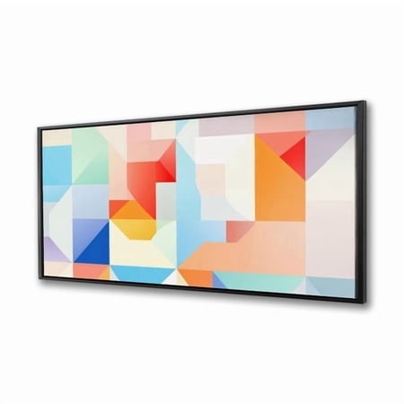 Pictorem C1FC2448FM371P 24 x 48 in. Geometric Cadence - Red Framed Canvas Wall Art for Home Decor