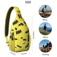 thumbnail image 5 of Sling Backpack,Yellow Halloween Bats Sling Bag with Water Bottle Holder,Waterproof Sling Bag for Men/Women with Headphone Jack for Hiking,Travel, 5 of 6
