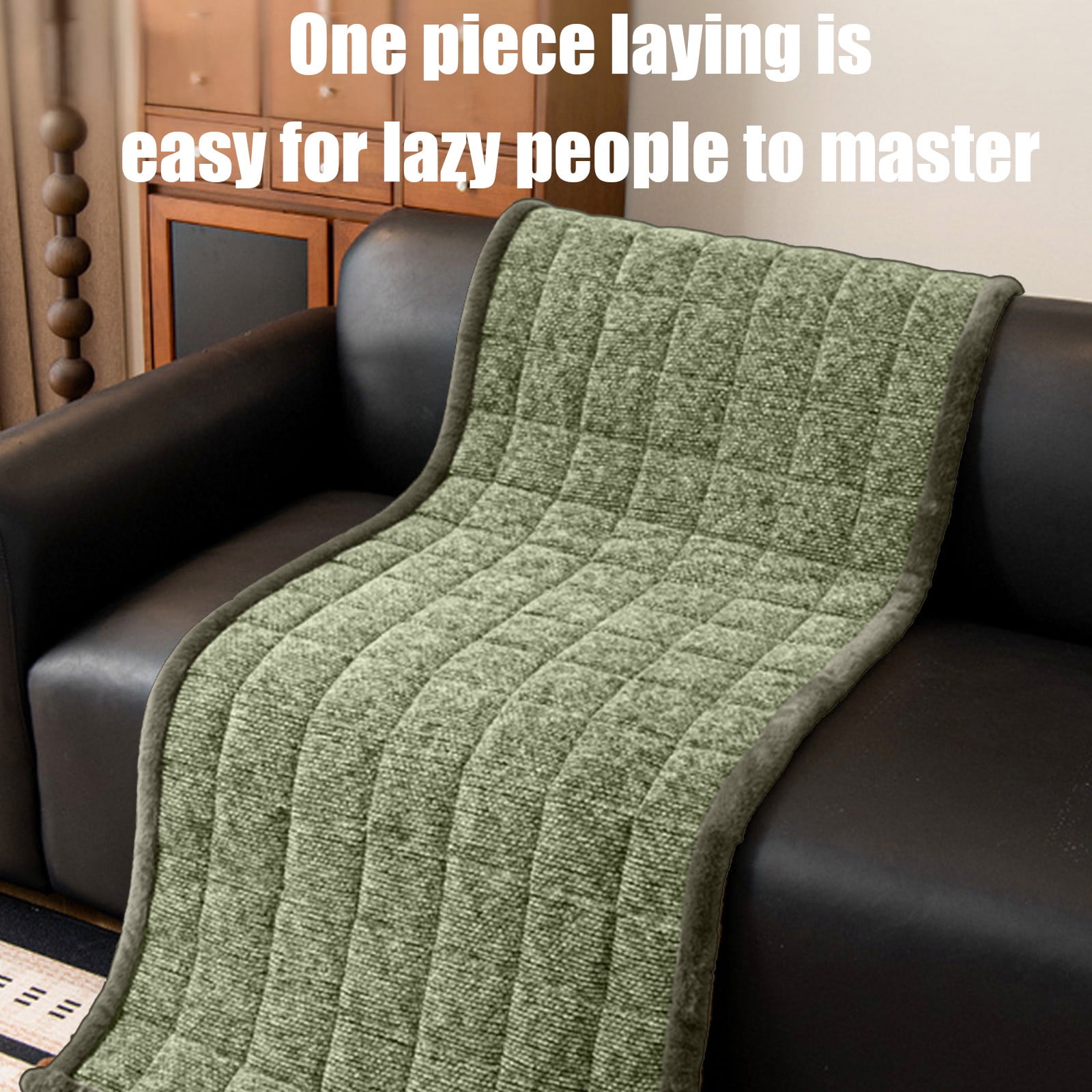 Plush Sofa Cushion Plush Sofa Cushion, Thick Quilted Seat Pad for Couch, Non-Slip Bottom, Warm Winter Cover, 51x20 Inches, Green Quilted Seat Pad